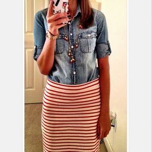 J CREW STRIPED PENCIL SKIRT 6
